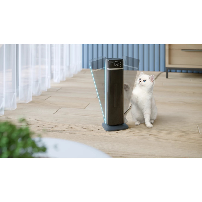 Тепловентилятор Philips 5000 Series, 20м2, 2000Вт, електр. упр-ння, 58 х 19.6 х 21.2см, керамічний, дисплей,Wi-Fi, чорний (CX5120/11)