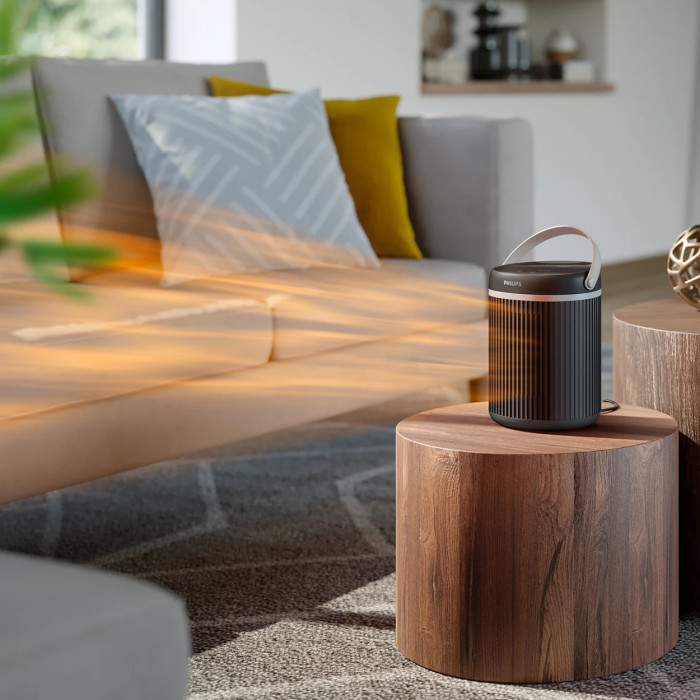 Тепловентилятор Philips Series 3000, 20м2, 2000Вт, електр. упр-ння, керамич.нагрів.елемент, Wi-Fi, темно-сірий (CX3120/01)