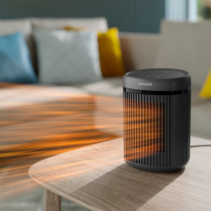 Тепловентилятор Philips Series 2000, 15м2, 1500Вт, електр. упр-ння, керамич.нагрів.елемент, Wi-Fi, темно-сірий (CX2120/01)