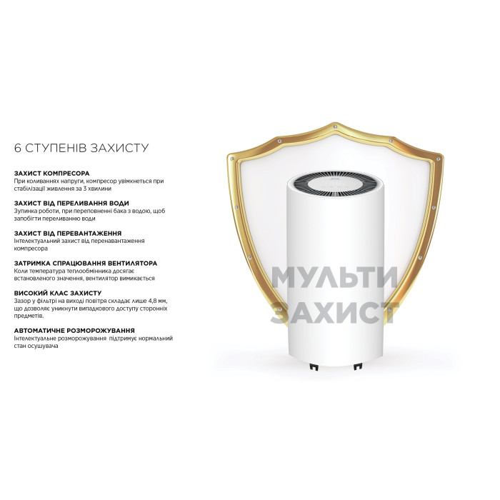 Cooper&Hunter Осушувач повітря CH-D008WDC-16LDWF, 16л.на добу, 22м.кв , 140м3/год, 200Вт, дисплей, ел.кер-ня, Wi-Fi, таймер., білий (CH-D008WDC-16LDWF)