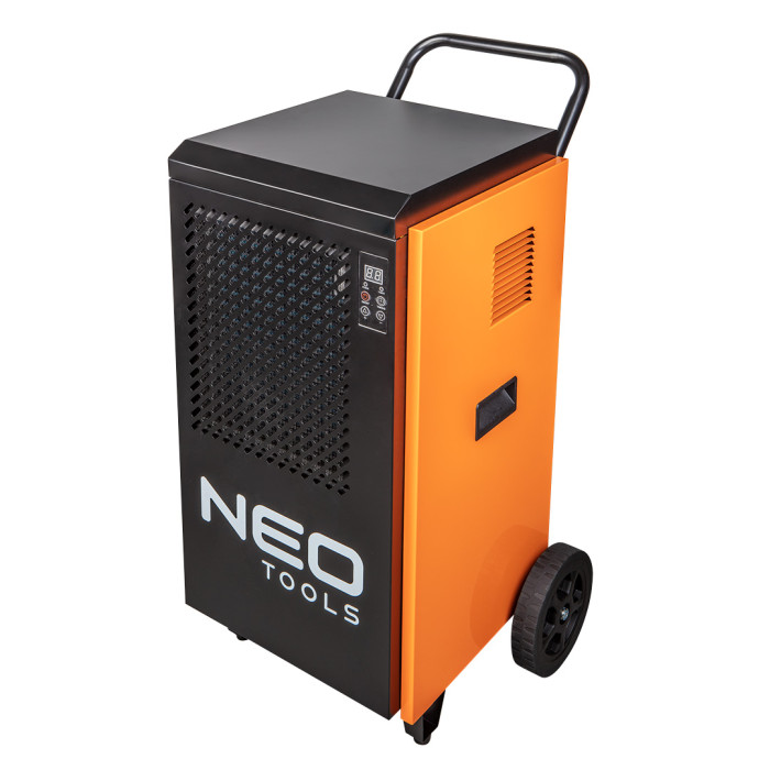 Neo Tools Осушувач повітря промисловий, 950Вт, 250м2, 400 м3/год, 70л/добу, безперервний злив, LCD дисплей, прогр.часу роботи, IP22 (90-161)