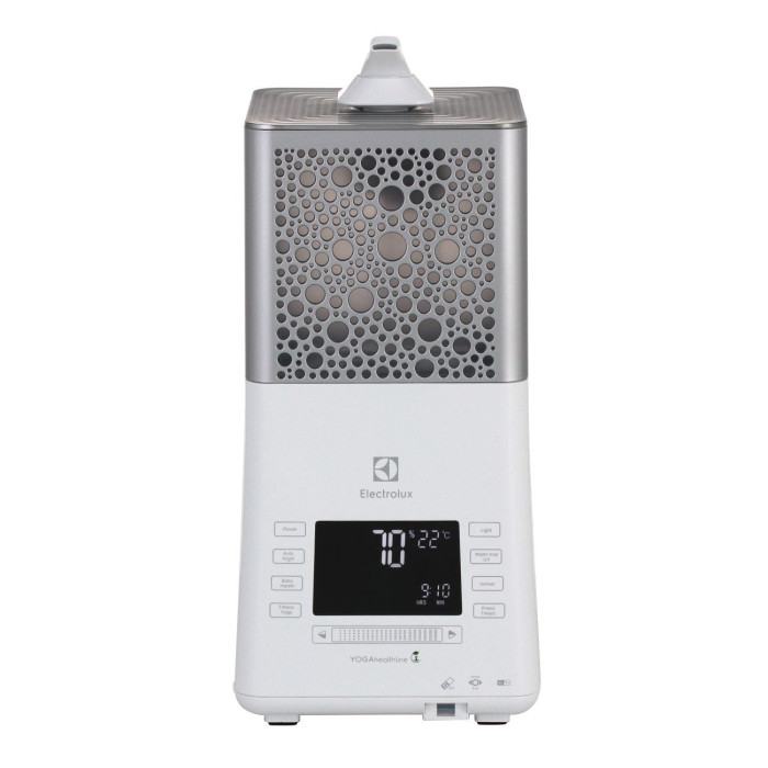 Electrolux Зволожувач повітря YOGAhealthline EHU-3815D 6.3 л, 50 м2, 550 мл/г, ультразвуковий, гігростат, аромакапсула, УФ лампа, стерилізація пари, підсвічування, білий (EHU-3815D)