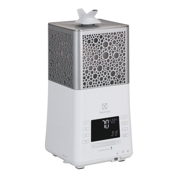 Electrolux Зволожувач повітря YOGAhealthline EHU-3815D 6.3 л, 50 м2, 550 мл/г, ультразвуковий, гігростат, аромакапсула, УФ лампа, стерилізація пари, підсвічування, білий (EHU-3815D)