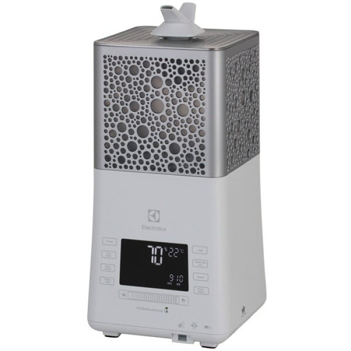 Electrolux Зволожувач повітря YOGAhealthline EHU-3815D 6.3 л, 50 м2, 550 мл/г, ультразвуковий, гігростат, аромакапсула, УФ лампа, стерилізація пари, підсвічування, білий (EHU-3815D)