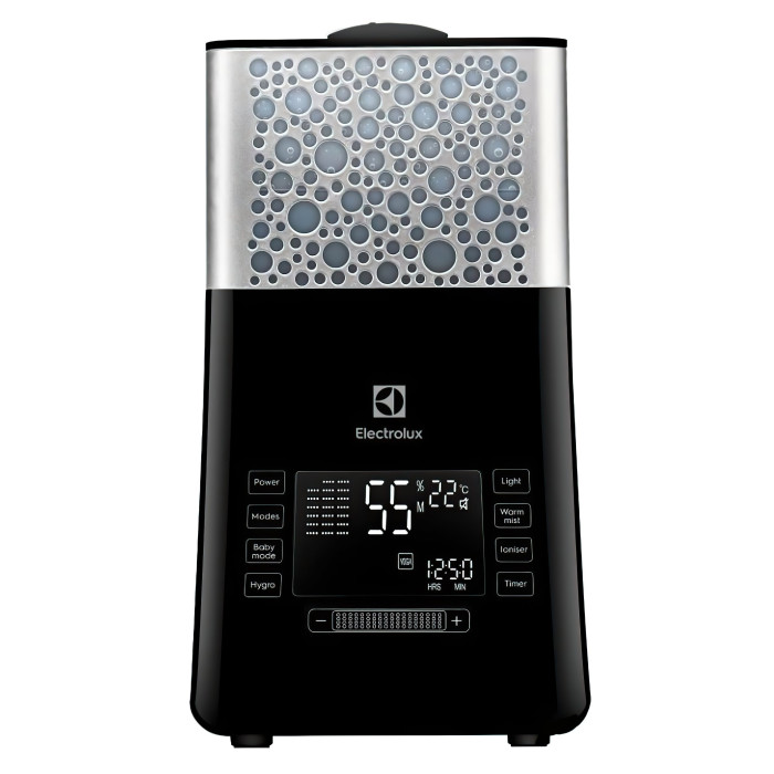Electrolux Зволожувач повітря ультразвуковий, 50м2, 5л, 400мл/г, електр. кер-ння, пульт ДК, гігростат, теплий пар, чорний (EHU-3710D)