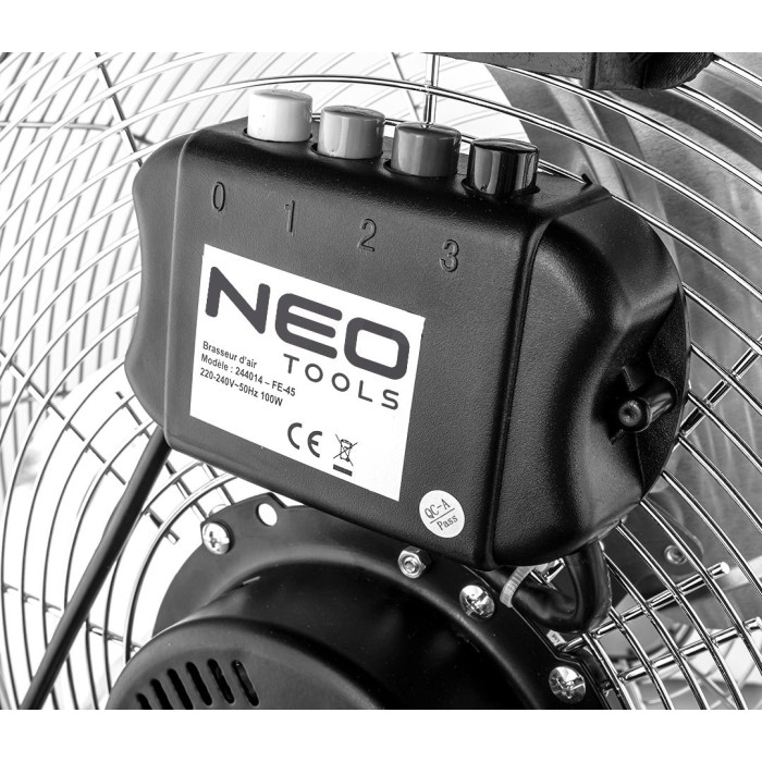 Neo Tools Вентилятор підлоговий, професійний, 100Вт, діаметр 45см, 3 швидкості, двигун мідь 100% (90-010)