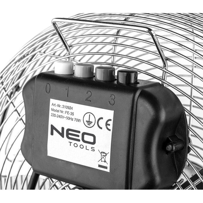 Neo Tools Вентилятор підлоговий, професійний, 50Вт, діаметр 30см, 3 швидкості, двигун мідь 100% (90-009)