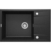Deante Мийка кухонна Eridan, граніт, прямокутник, з крилом, 780х500х210мм, чаша - 1, накладна, металічний графіт (ZQE_G11B)