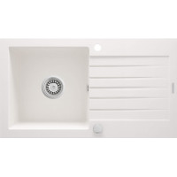 Deante Мийка кухонна Zorba, граніт, прямокутник, з крилом, 760х440х160мм, чаша - 1, накладна, алебастр (ZQZ_A113)