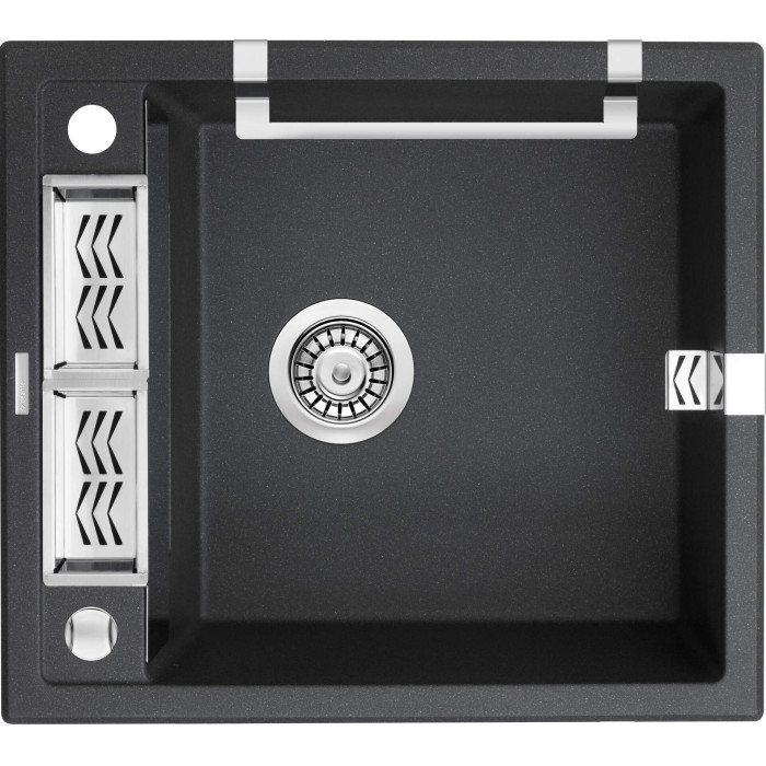 Мийка кухонна Deante Magnetic, граніт, квадрат, без крила, 560х500х219мм, чаша - 1, накладна, металічний графіт (ZRM_G103)