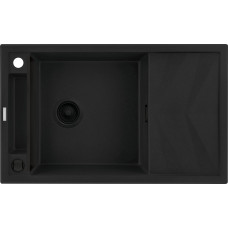 Мийка кухонна Deante Magnetic, граніт, прямокут., з крилом, 820х500х219мм, чаша - 1, накладна, чорний матовий (ZRM_N113)