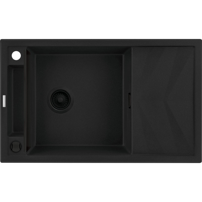 Мийка кухонна Deante Magnetic, граніт, прямокут., з крилом, 820х500х219мм, чаша - 1, накладна, чорний матовий (ZRM_N113)