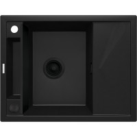 Мийка кухонна Deante Magnetic, граніт, прямокут., з крилом, 640х500х219мм, чаша - 1, врізна, чорний матовий (ZRM_N11A)