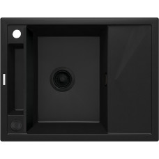 Мийка кухонна Deante Magnetic, граніт, прямокут., з крилом, 640х500х219мм, чаша - 1, врізна, чорний матовий (ZRM_N11A)