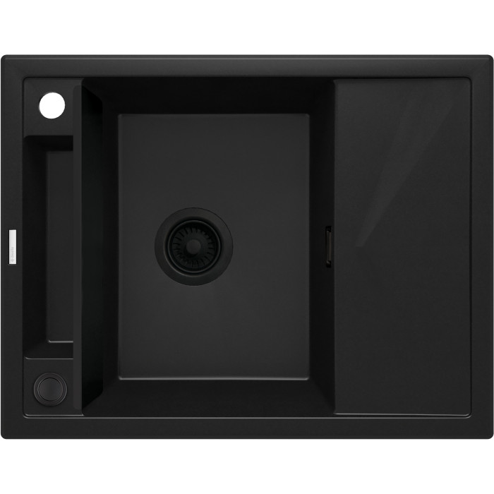Мийка кухонна Deante Magnetic, граніт, прямокут., з крилом, 640х500х219мм, чаша - 1, врізна, чорний матовий (ZRM_N11A)