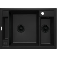 Deante Мийка кухонна Magnetic, граніт, прямокутник, без крила, 690х500х219мм, чаша - 1.5, накладна, чорний (ZRM_N503)
