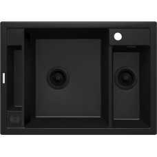 Deante Мийка кухонна Magnetic, граніт, прямокутник, без крила, 690х500х219мм, чаша - 1.5, накладна, чорний (ZRM_N503)