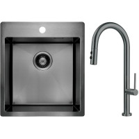 Deante Набір для кухні Olfato стальна мийка ZPO_D10A + зміш. BQO_D72M, титан (ZPOED10A)