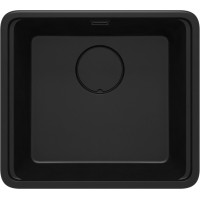 Мийка кухонна Deante Momi, граніт, квадрат, без крила, 500х440х230мм, чаша - 1, універсальна, чорний матовий + кухонна дошка (ZKM_N10A)
