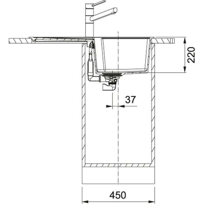 Franke Мийка кухонна Urban, фраграніт, прямокутник, з крилом, 780х500х220мм, чаша - 1, накладна, UBG 611-78, чорний матовий (1140701806)