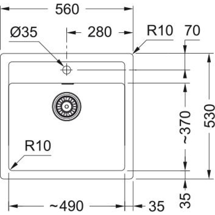Мийка кухонна Franke Sirius тектонайт, прямокут., без крила, 560х530х200мм, чаша - 1, врізна, білий (1430691510)