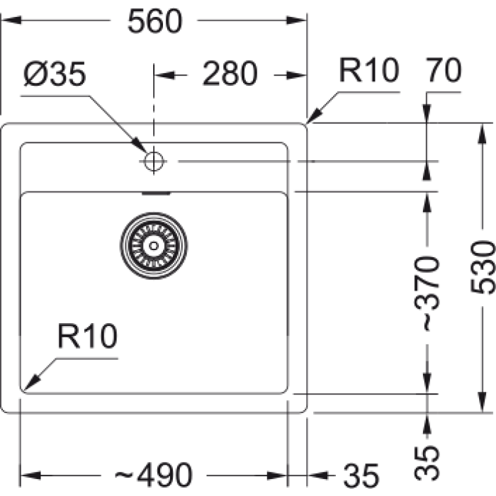 Мийка кухонна Franke Sirius тектонайт, прямокут., без крила, 560х530х200мм, чаша - 1, врізна, бежевий (1430691532)
