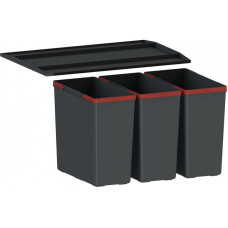Сортер для сміття Franke Easysort 600-3-0, 3 x 14.5 л, кришка,чорний пластик (1210494192)