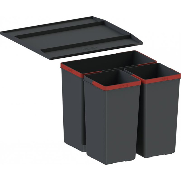 Сортер для сміття Franke Easysort 450-1-2, 2 шт.x 14.5 л, кришка,чорний пластик (1210494150)