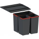Сортер для сміття Franke Easysort 450-1-2, 2 шт.x 14.5 л, кришка,чорний пластик (1210494150)