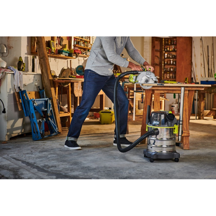 Ryobi Пилосос акумуляторний професійний ONE+ R18WDV-0 18В 82Вт 11.4кПа контейнер 18л 4.7кг (без АКБ та ЗП) (5133004724)