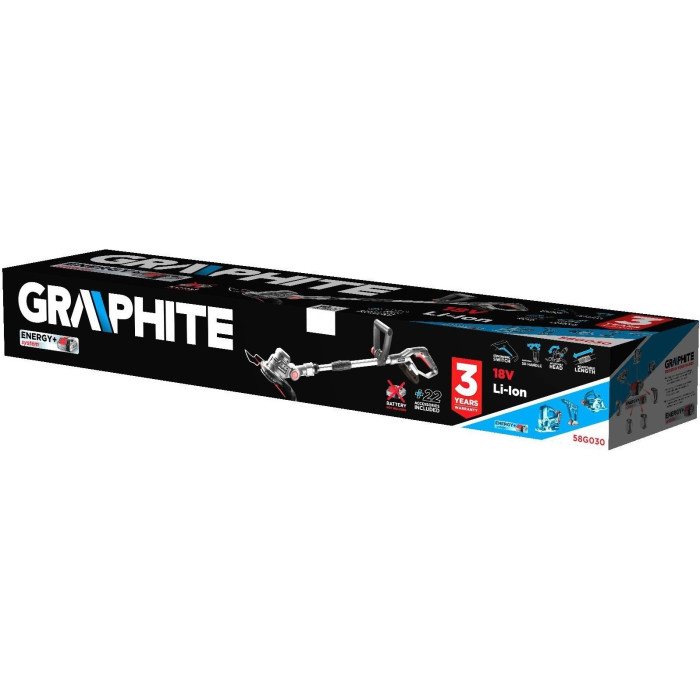 Тример садовий акумуляторний GRAPHITE Energy+ 18В 25.4см 1.8кг без АКБ та ЗП (58G030)