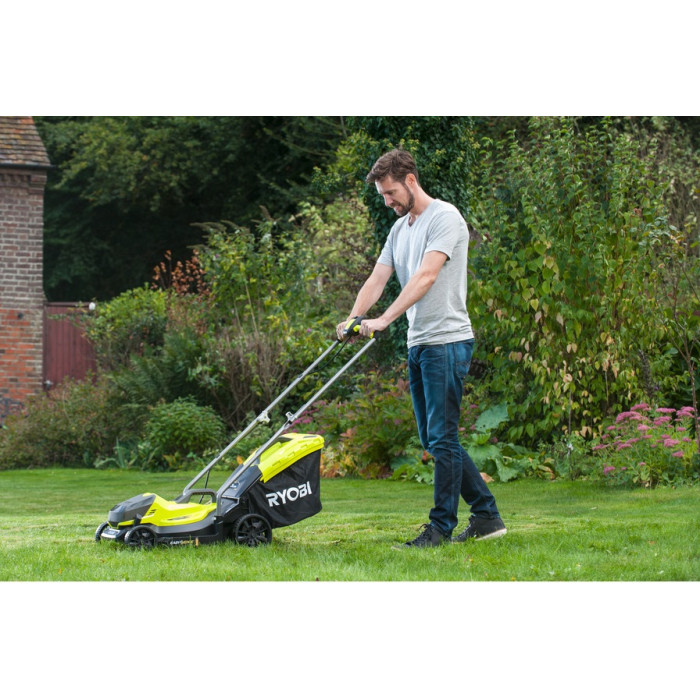 Ryobi Газонокосарка акумуляторна ONE+ RLM18X33B-40 18В акб 1х4А·год 33см 35л 25-65мм 8.7кг (5133004306)