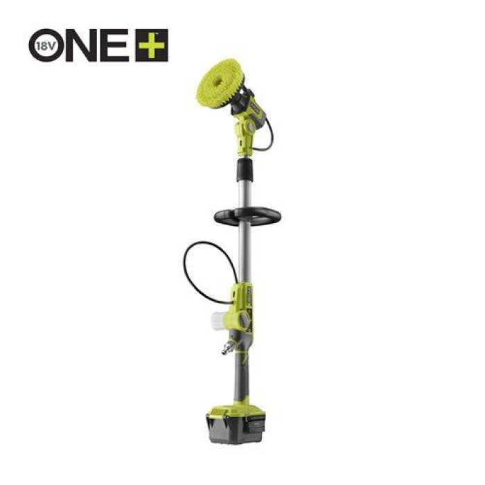 Ryobi Щітка телескопічна RWTS18-0, акумуляторнaа 18В ONE+, 15см, 210об/хв, ручка 1-1.4м, подача води та миючого засобу, IPX7, 3.4кг (без АКБ та ЗП) (5133005993)