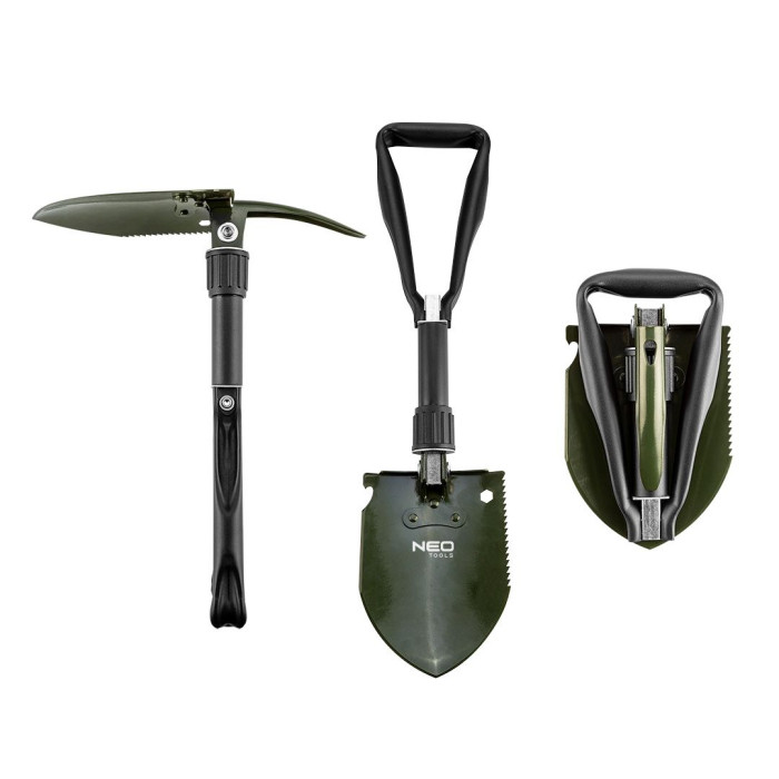 Neo Tools 63-121 Лопата туристична, саперна, 5в1, лопата, кирка, відкривалка для пляшок, пила, торцевий ключ на 10 мм, чохол (63-121)