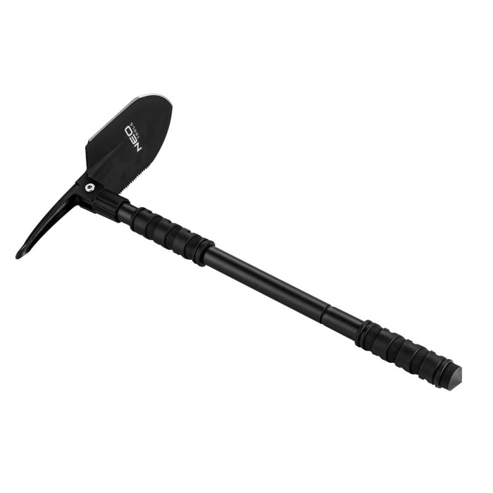 Neo Tools 63-122 Лопата туристична, 63см, 8в1, пила, кирка, відкривалка для пляшок, кремінь, багатофункціональний ніж, пробійник, свисток, чохол (63-122)