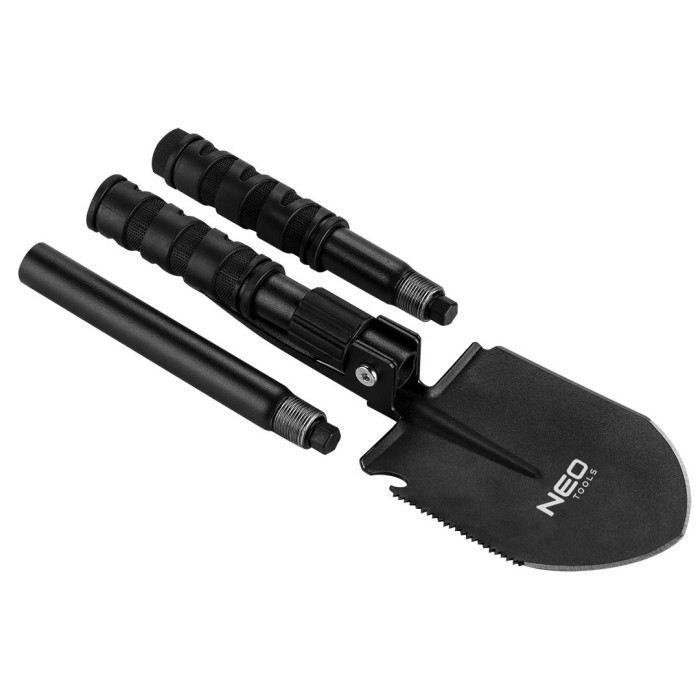 Neo Tools 63-122 Лопата туристична, 63см, 8в1, пила, кирка, відкривалка для пляшок, кремінь, багатофункціональний ніж, пробійник, свисток, чохол (63-122)