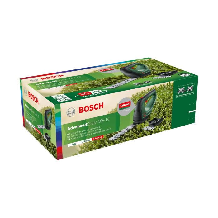 Bosch Ножиці для трави акумуляторні AdvancedShear 18В-10 + насадка кущоріз 10/20см крок різу 8мм 1.85кг (0600857001)