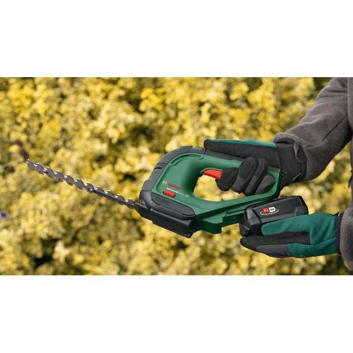 Ножиці для трави акумуляторні Bosch AdvancedShear 18V-10+ насадка кущоріз 10/20см крок різу 8мм 1xPBA 2.0Ah 2.45кг (0600857000)