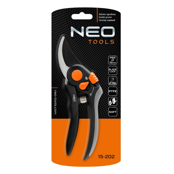 Neo Tools Секатор площинний, d різу 18мм, 200мм, 248г (15-202)