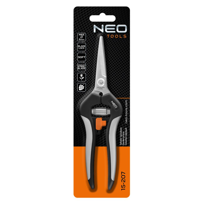 Neo Tools Секатор площинний, d різу 18мм, 200мм, 120г (15-207)