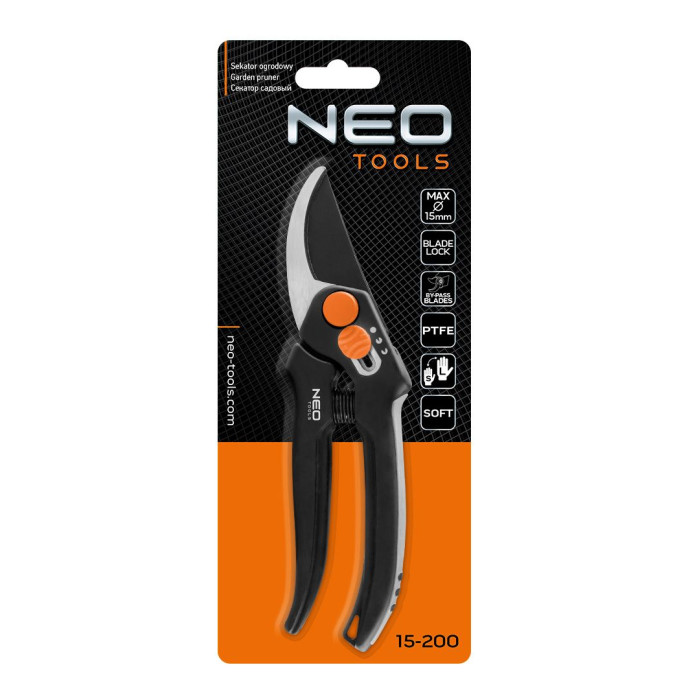 Neo Tools Секатор площинний, d різу 15мм, 185мм, 164г (15-200)