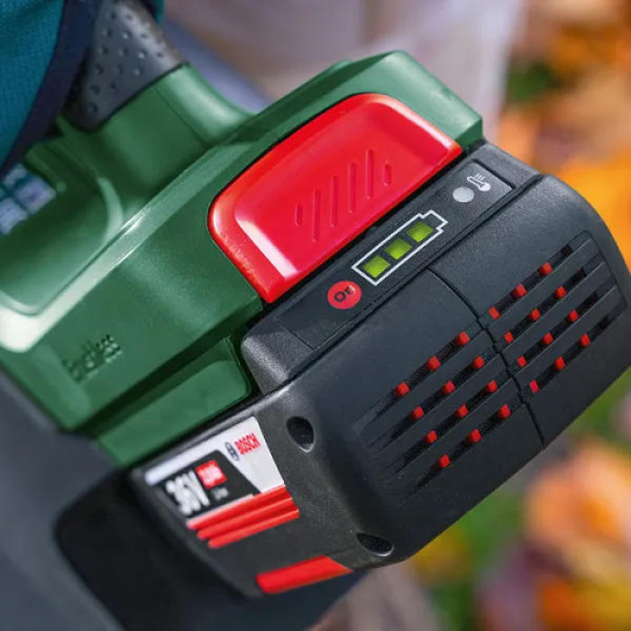Повітродув садовий акумуляторний Bosch AdvancedLeafBlower 36В-750 АКБ 1х2А·год ЗП 200км/год 3.5кг (06008C6000)