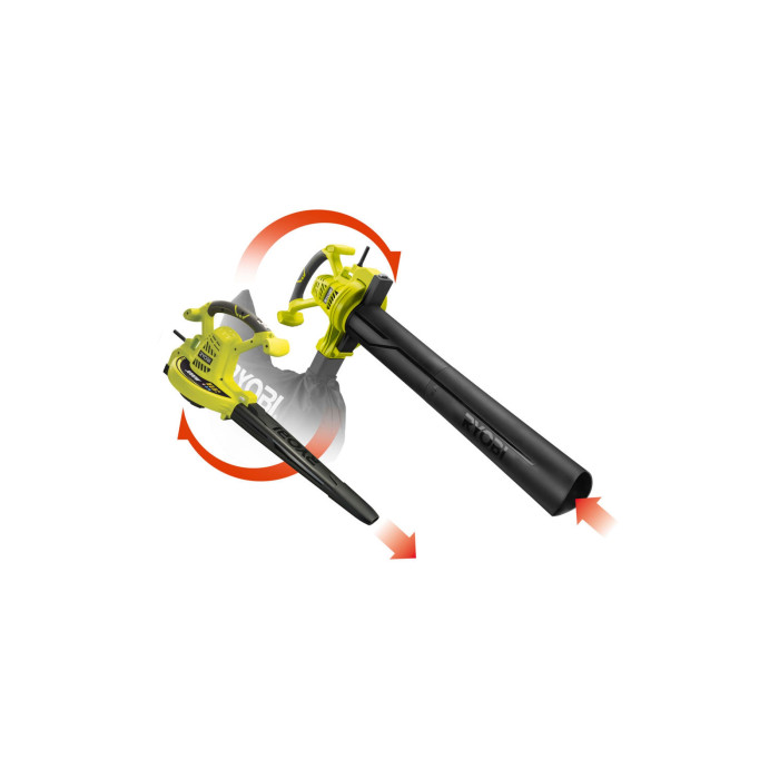 Ryobi Повітродув-пилосос RBV3000CSV, з подрібнювачем, 3кВт, 14 м3/хв, 375 км/год (5133002188)
