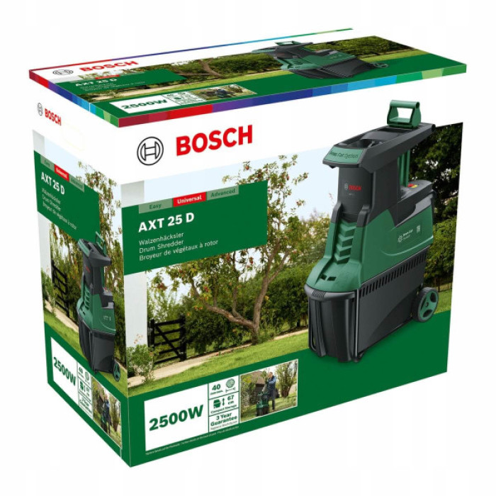 Подрібнювач садовий Bosch AXT 25 D 2500Вт 40мм 31.3кг фреза низькошумний (0600803103)