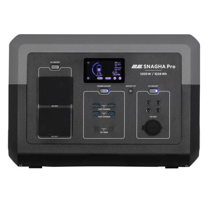 2E Портативна електростанція Snagha PRO, 1200 Вт, 1024 Вт/год, WiFi/BT, швидка зарядка (2E-PPS1210-PRO)