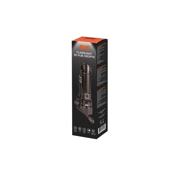 2E Ліхтар ручний акумуляторний FLBL1822 P70, USB-C, 2200мА•год, 1200лм, 20Вт, 5 функцій освітлення (2E-FLBL1822P70)