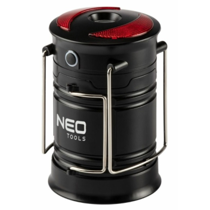 Neo Tools Ліхтар кемпінговий на батарейках, ААх3, 200лм, 3Вт, 3 функції освітлення, 3 магніти в підставці, червоне сигнальне світло (99-030)