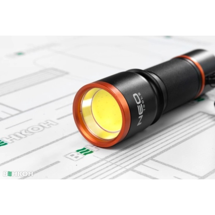 Neo Tools Ліхтар ручний, 200 люмен, 3 Вт, LED COB, алюмінієвий, 3xAA, IP20 (99-032)