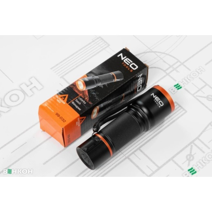 Neo Tools Ліхтар ручний, 200 люмен, 3 Вт, LED COB, алюмінієвий, 3xAA, IP20 (99-032)