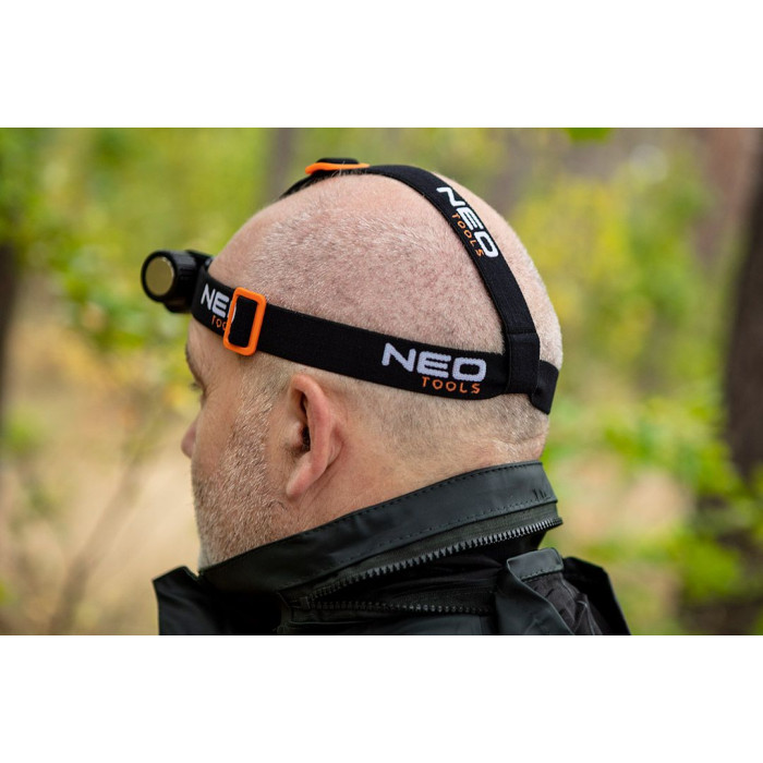 Neo Tools Ліхтар налобний акумулятор/батарейки, 4000мА•год або ААх3, 2000лм, 20Вт, 5 функцій освітлення, IPX4 (99-029)